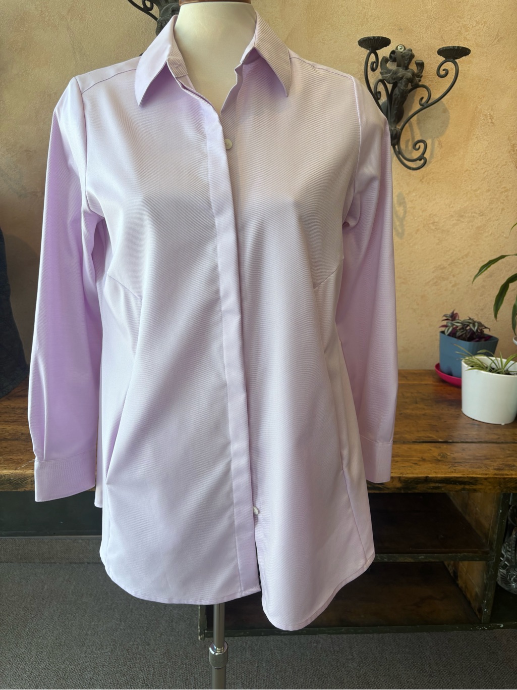 Foxcroft Light Lavender Button-Front Blouse